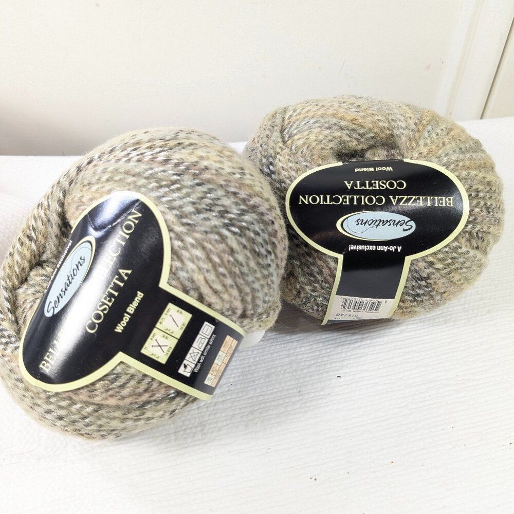 NEW‎ Sensations Bellezza Collection Cosetta Cream multi #3795 SET 2 wool blend